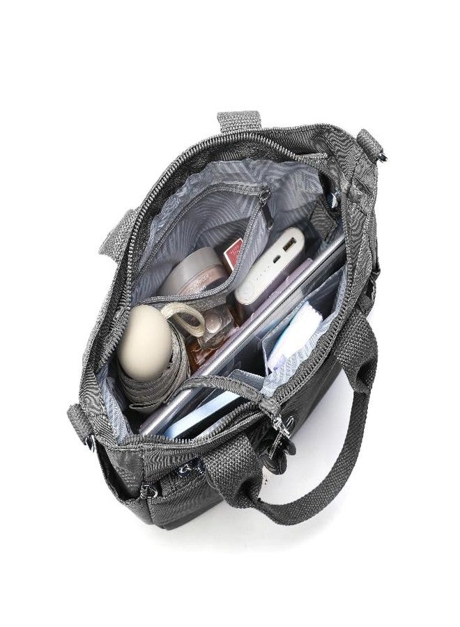 موكا حقيبة كتف نسائية من النايلون المقاوم للماء من MOCA - حقيبة كتف خفيفة الوزن ومتينة وأنيقة للمراهقات والنساء، مناسبة للعمل والسفر والاستخدام اليومي (رمادي فاتح) - Image 5